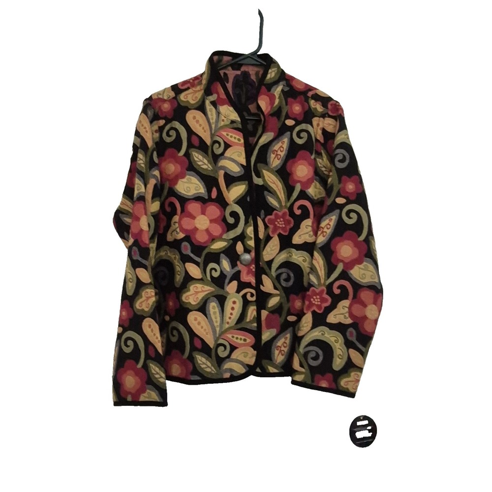 Trimdin Artisan Jacket Womens L Garden Floral Reversible Provence Collection NEW